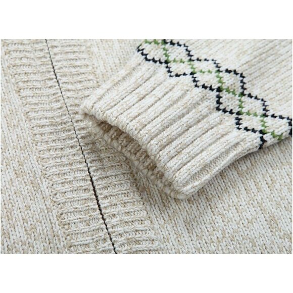 Men's Cardigan Sweaters Stand Collar Cable Thick Knitted Full Zip Sweater - Picture 6 of 7